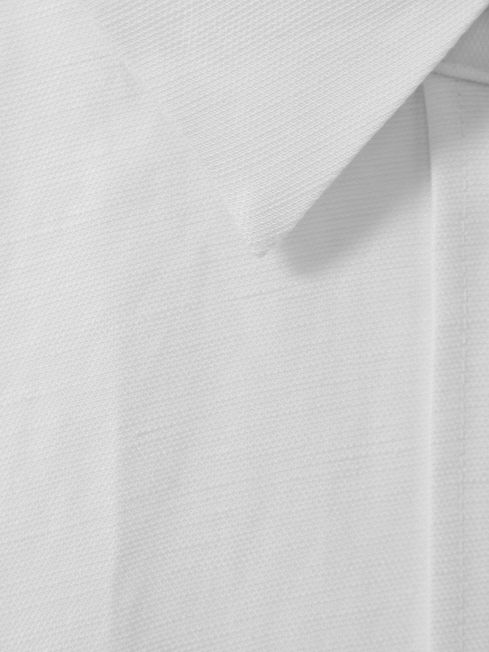 Relaxed Fit Lyocell Linen Button Through Shirt in White