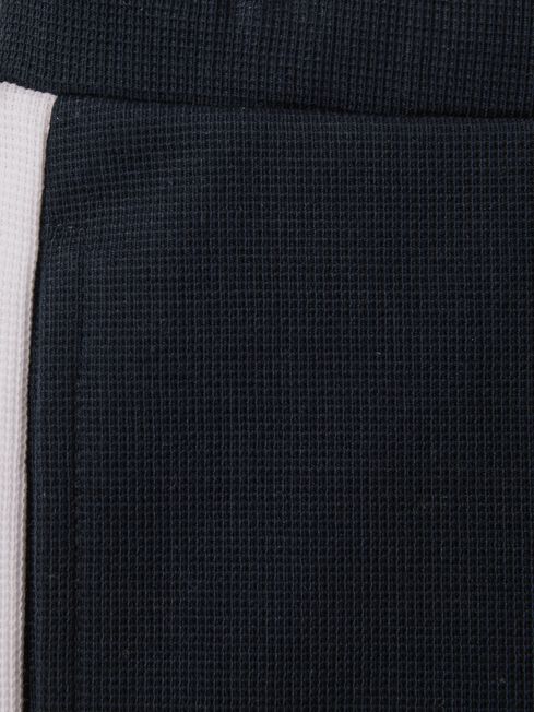 Junior Textured Cotton Drawstring Shorts in Navy/White