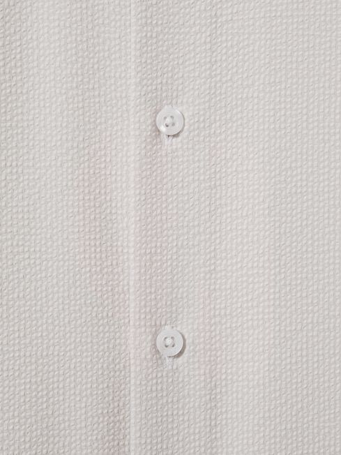 Textured Cutaway Collar Shirt in Stone