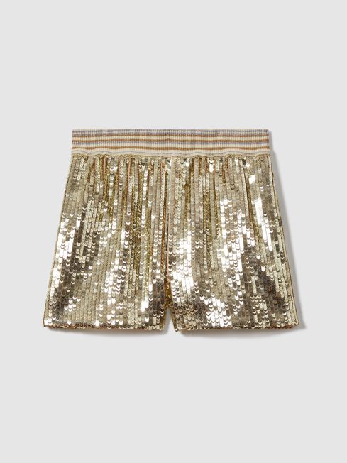 Gold sparkly shorts discount