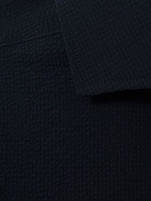 Textured Cutaway Collar Shirt in Navy