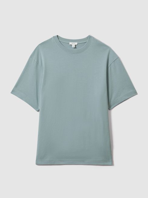 Oversized Garment Dye T Shirt in Faded Denim REISS