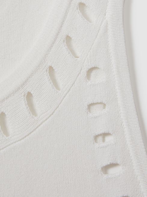 Fitted Cut-Out Detail Vest in Ivory
