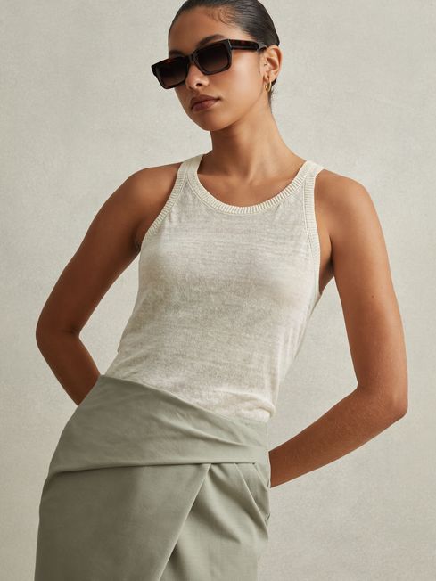 Khaki wrap front midi skirt cheap