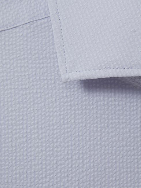 Textured Cutaway Collar Shirt in Soft Blue