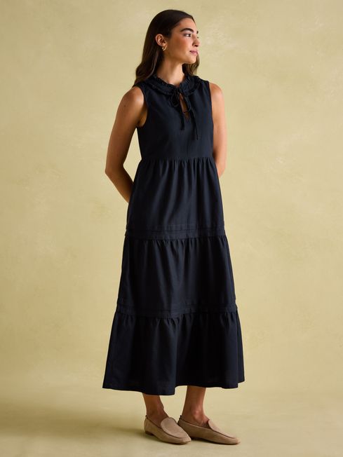 Ophelia Navy Sleeveless Tiered Dress Joules
