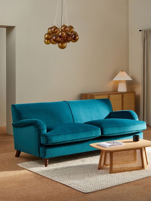 Orson 3 Seater Sofa in Matt Velvet Teal Green