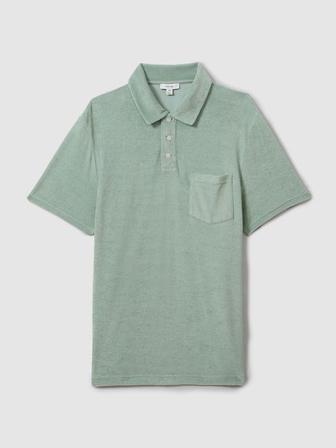 Towelling Polo Shirt in Mint
