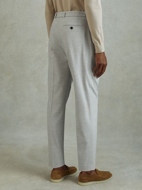 Belted Cropped Trousers in Light Grey REISS