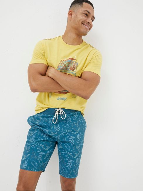 Camber Blue Leaf Print Swim Shorts