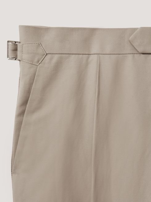 Relaxed Cropped Trousers with Turned-Up Hems in Stone