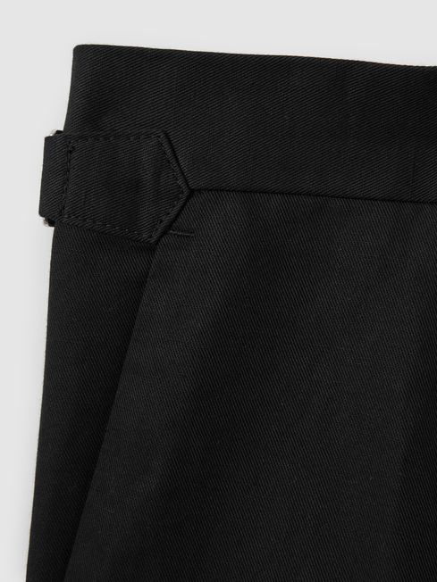 Relaxed Cropped Trousers with Turned-Up Hems in Black