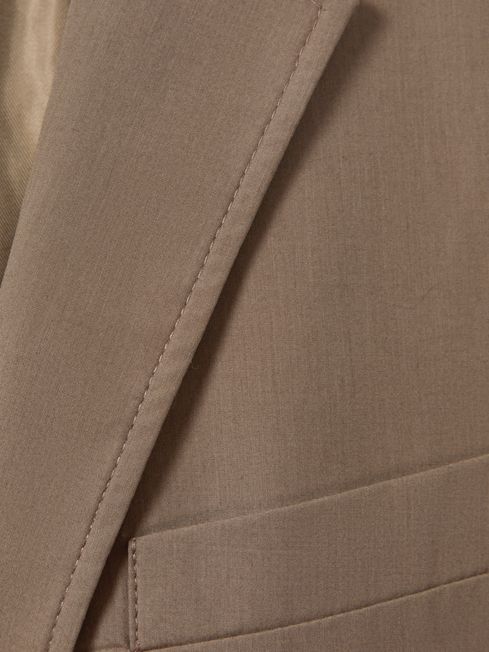 Single Breasted Cotton Blazer in Taupe