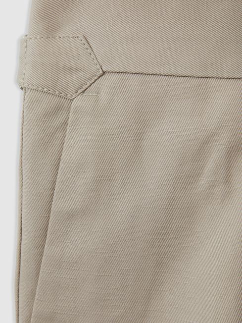 Cotton Blend Adjuster Shorts in Stone
