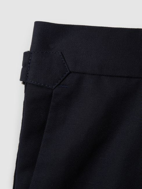 Cotton Blend Adjuster Shorts in Navy