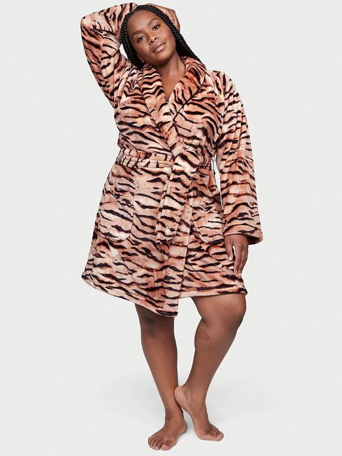 Champagne Brown Tiger Cosy Short Dressing Gown Victoria s Secret