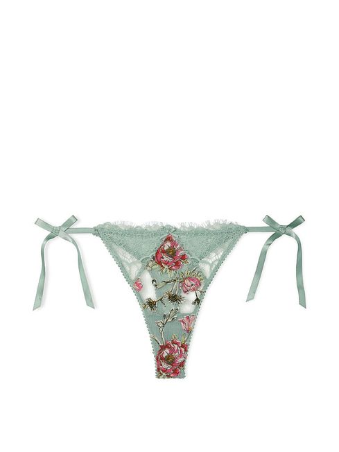Victoria's Secret Green Thong Lace Embroidered G String Knickers