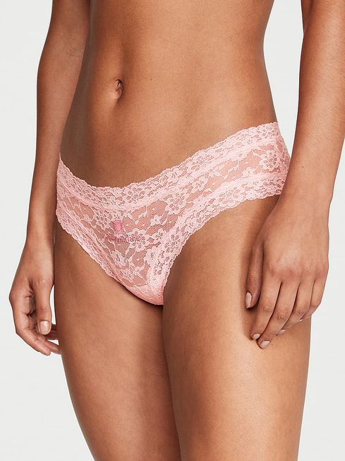 Victoria's Secret Pretty Blossom Pink Birthstone Embroidery Cheeky Lace Knickers
