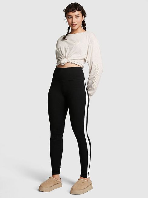 Black leggings with stripe down the side deals