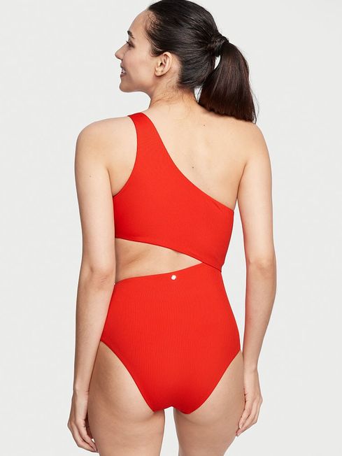 Flame Rib Red One Shoulder Swimsuit Victoria s Secret