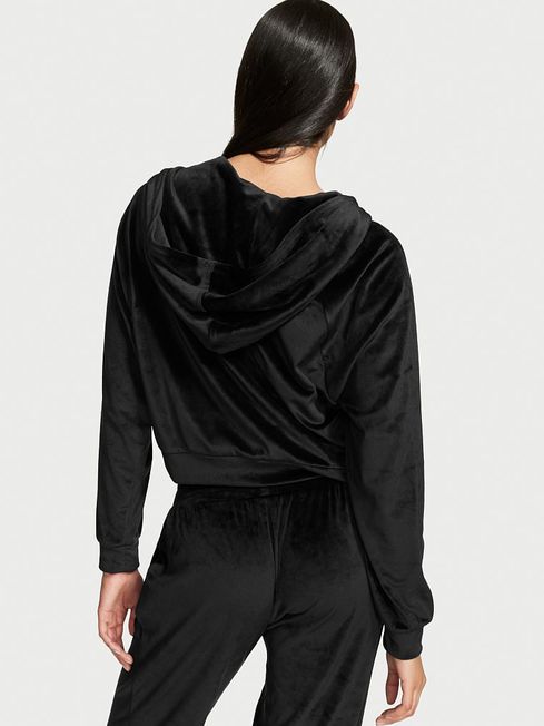 Cropped velvet zip up hoodie deals