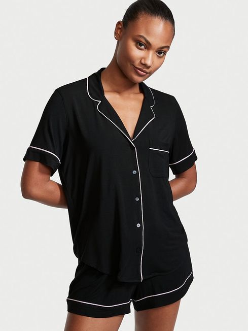 Buy Black with Pink Piping Modal Short Pyjama Set from the Victoria s Secret UK online shop