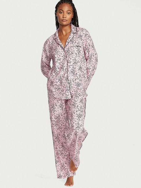 Victoria's Secret Babydoll Pink Mini Hearts Flannel Long Pyjamas
