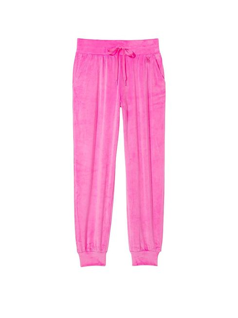 Velvet pink joggers clearance