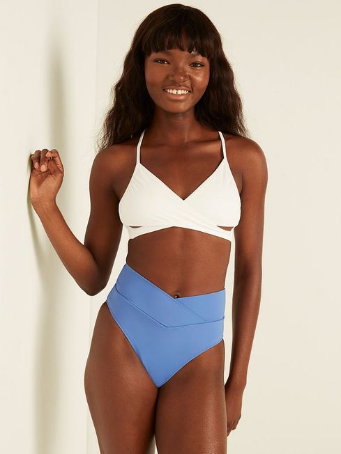 Blue high waisted bikini bottoms deals