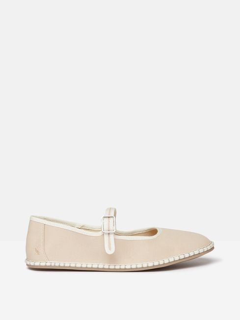 Maddison Neutral Canvas Mary Jane Shoes