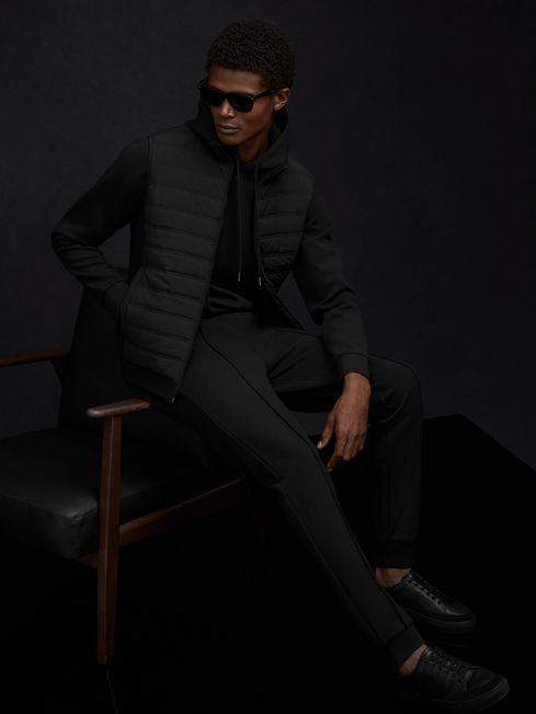 Hybrid Quilt and Knit Zip Through Jacket REISS