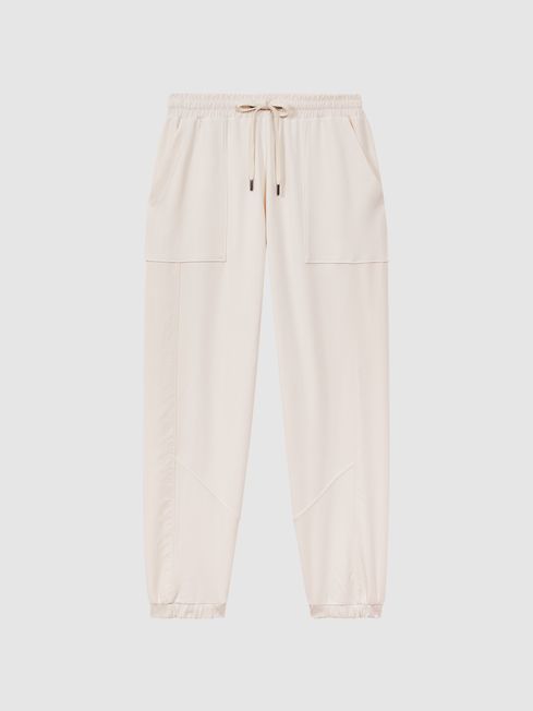 Cotton Blend Tracksuit Bottoms in Cream