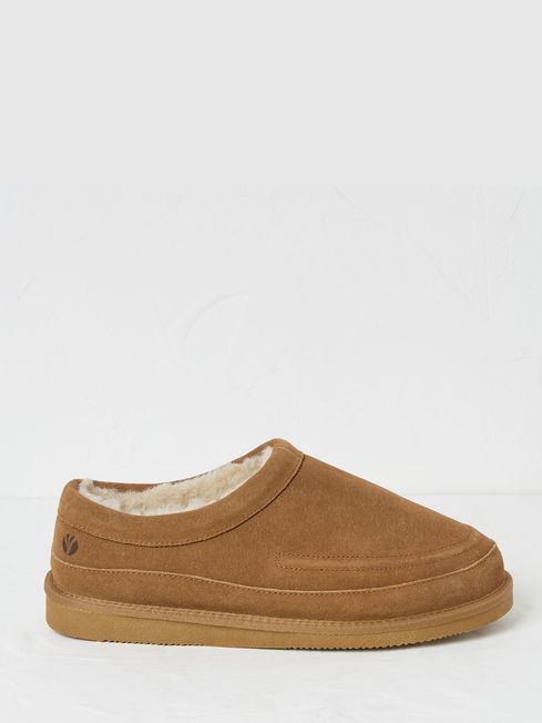 Lewis Tan Brown Suede Snug Mule Slippers FatFace