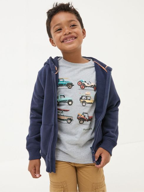 Navy Blue Adventure Zip Through Hoodie FatFace