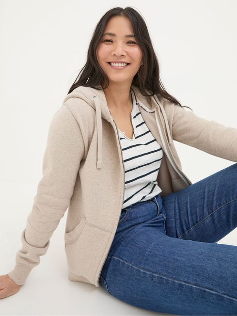 Amy Oatmeal Zip Through Hoodie FatFace