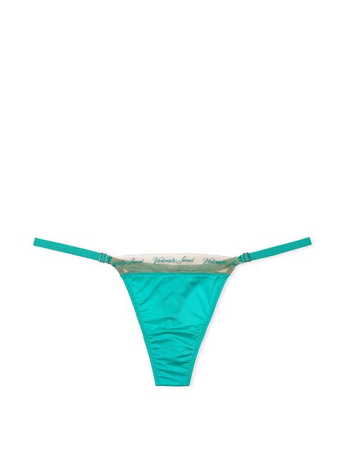 Victoria's Secret Aqua Sea Green Embroidered Thong Icon Thong Knickers