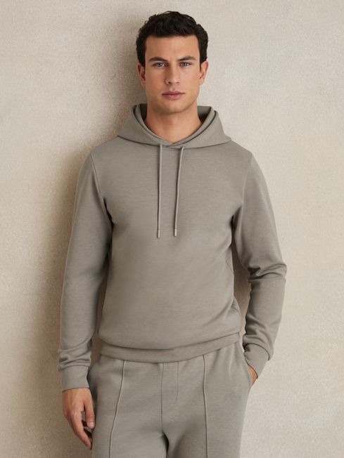 Check detail jersey hooded top outlet