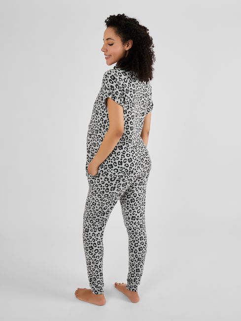 Grey Animal Print Maternity Nursing Pyjamas Set JoJo Maman Bebe