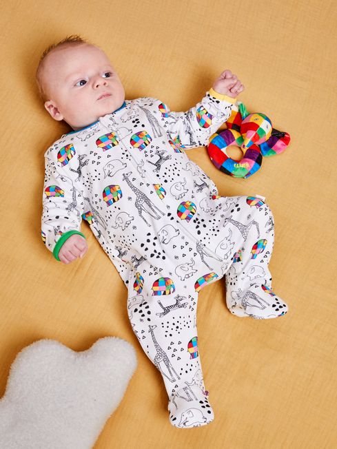 Buy JoJo Maman B b Elmer Print Sleepsuit from the JoJo Maman B b