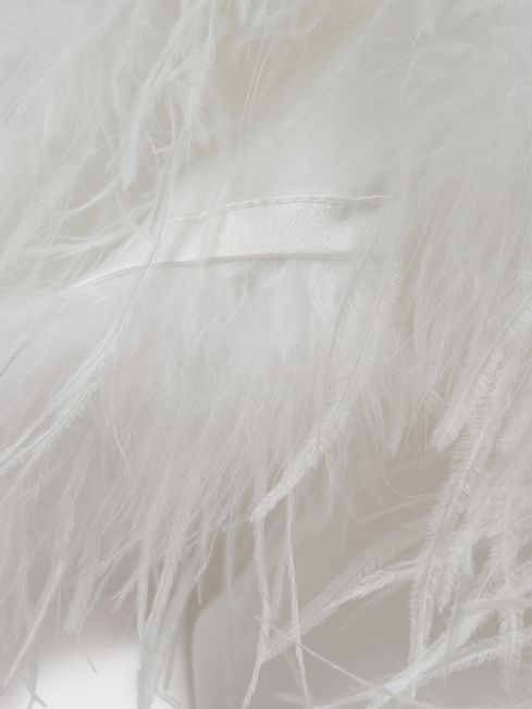 Maison Essentiele Silk Feather Trim Nightdress in White