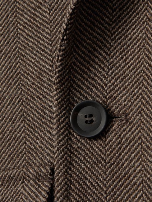 Oscar Jacobson Slim Fit Wool Double Breasted Coat in Dark Beige