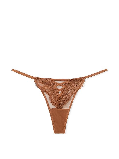 Victoria's Secret Caramel Nude Thong Embroidered Knickers
