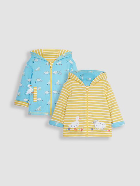 Yellow Duck Friends Applique Reversible Jersey Hoodie JoJo Maman Bebe