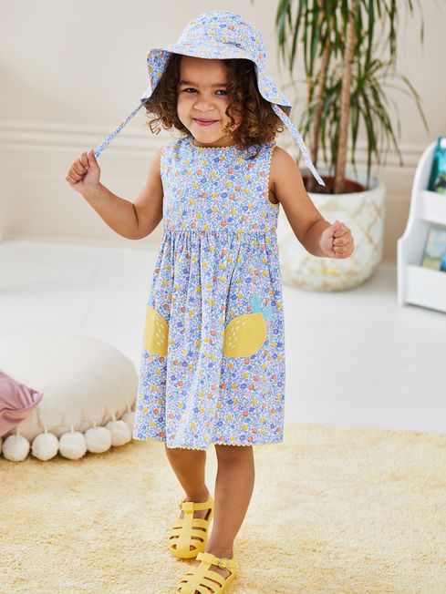 Lilac Purple Lemon Ditsy Floral Novelty Pocket Dress JoJo Maman Bebe