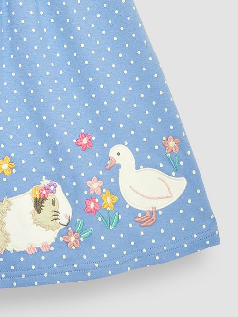 Buy Blue Guinea Pig Duck Spot Applique Button Front Jersey Dress from the JoJo Maman Bebe UK online shop