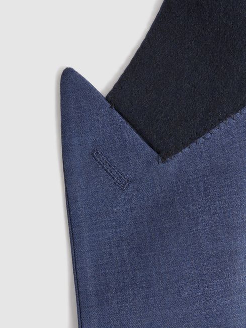 Slim Fit Wool Single Breasted Blazer in Bright Blue