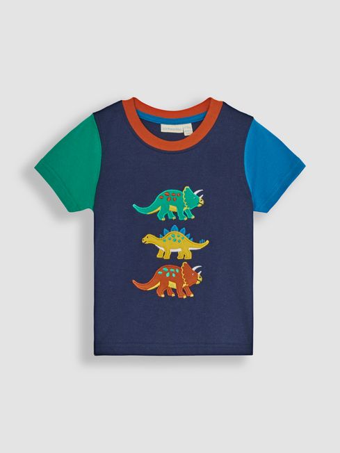 JoJo Maman Bébé Navy Blue Dino Appliqué Motif T-Shirt