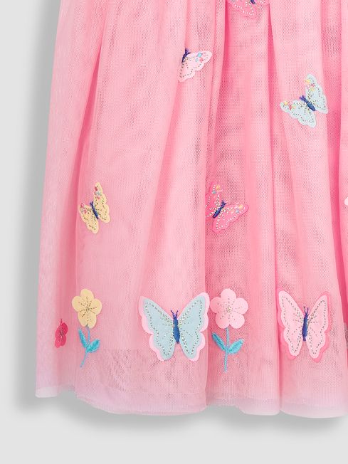 JoJo Maman B b Pink Butterfly Floral Tulle Pretty Party Dress