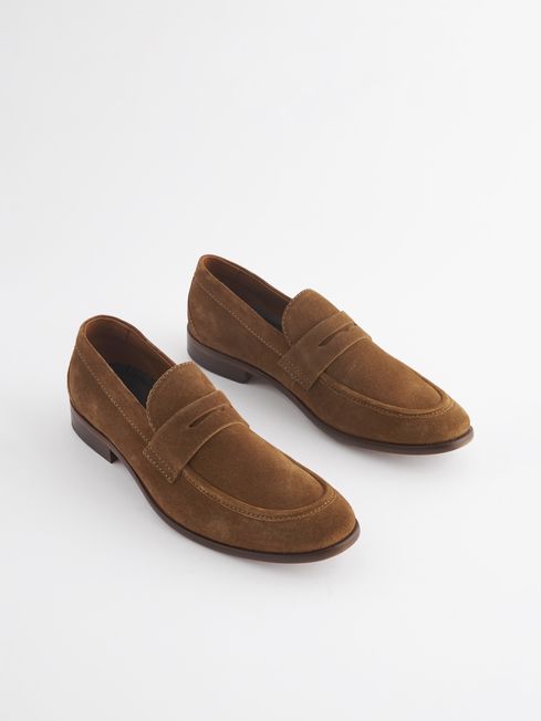 Tan suede penny loafers sales