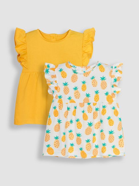 Buy JoJo Maman Bébé 2-Pack Pineapple & Frill Shoulder T-Shirts from the ...
